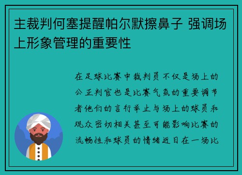 主裁判何塞提醒帕尔默擦鼻子 强调场上形象管理的重要性